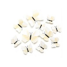 1/2/3set 입체 나비 포인트 벽지 3d 인테리어 학원 데코 스티커 벽장식, 단색흰색12P, 2세트