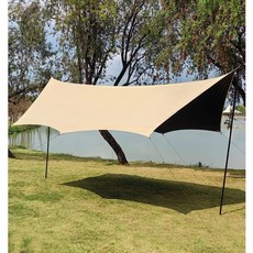 대형 아웃도어 캠핑타프 그늘막 옥스퍼드 자외선차단 블랙코팅타프 6각, 녹색