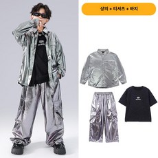 아동 제품 공연의상세트 재질 의상 크루웨어 스트릿 힙합 세트 주니어 스트릿댄스복 댄스 메탈릭 아동댄스의상