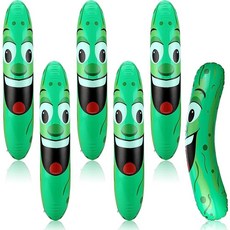 Sratte 6피스 81.3cm(32인치) 거대한 공기 주입식 피클 재미있는 피클 수영장 튜브 공기 주입식 오이 피클 장식 선물 여름 수영 해변 생일 처녀 파티 용품 수영장 장