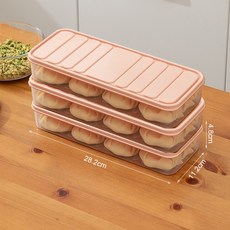 家用冰箱保鮮儲物盒 長方形麵條盒, 1個, 粉橙色3個裝