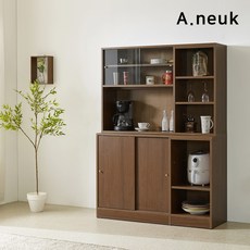아늑 더키친 1200 일반도어 슬라이딩 주방 수납장 상부장세트, 02 월넛