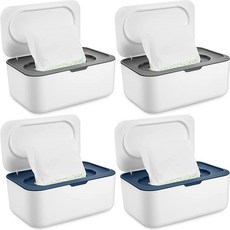 물티슈 디스펜서 4개 아기 케이스 컨테이너 젖은 홀더 밀봉 디자인 리필 가능한 디스펜서 쉬운 열고 닫기(블루 그레이)105659, 물티슈 디스펜서 4개, 아기 케이스, 컨테이너 젖은 홀