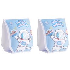 KP 熱銷加厚帶卡扣兒童手臂圈 充氣卡通水袖 寶寶學游泳浮袖浮漂 游泳池 游泳圈 泳圈 泳具 小孩泳圈 水上活動, （宇航員三角形）一對, 1個