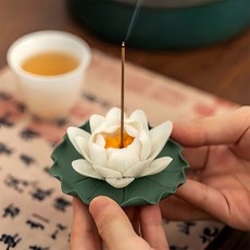 蓮花線香座 陶瓷禪意擺件 居家靜心焚香