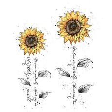 向日葵英文短句防水刺青貼紙, 1個, XHS-119【一張】