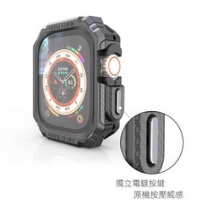Apple Watch Ultra 碳纖維紋保護殼, 1個, 49mm(Ultra/Ultra2),綠色+綠色按鍵