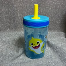 어린이용 빨대컵 443ml 캐릭터 음료컵, 아기 상어
