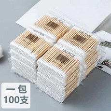 日日好事 棉花棒 雙頭化妝棒 掏耳棉棒 卸妝棉棒, 一包（100支、夾鍊袋包裝）, 1個, 100