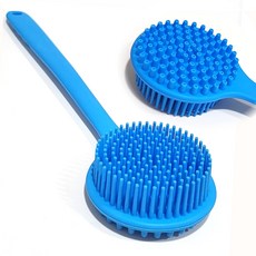 미소라인F 실리콘 양면 바디 브러쉬 두피 마사지 안마기, 2개, 블루, 1개입