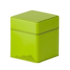 간단한 단색 사각형 차 주전자 차 보관 주최자 철 캔 차 철 상자, 1개, Green-Short