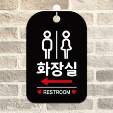 화장실 좌측 남녀 사각안내판 알림판 블랙 상점 미니간판 카페, 상세페이지 참조