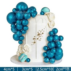 반짝이 골드 공 케이크 색 스팽글 생일 샤워 웨딩 장식, 1개, 7. Light Blue