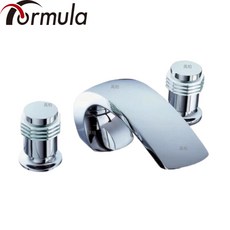 Formula 台灣製造 A-772-3 三件式 浴缸龍頭 瀑布式出水 冷熱雙把手 日本進口陶瓷閥芯, 1個