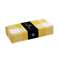 Softopia Cotton Buffalo 격자 무늬 천 냅킨 4개 세트 부드럽고 내구성이 뛰어나며 주름 방지 원단 저녁 식사 결혼식 레스토랑 뷔페 파티 크리스마스, 16" x 16" (Set of 4), 레몬 옐로우, 버팔로 체크 Softopia Cotto