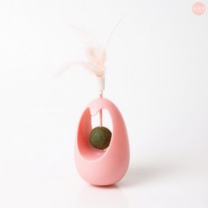 萌萌屋 貓咪不倒翁逗貓玩具 羽毛貓薄荷球 圓弧設計不傷貓爪 多色選擇, 1個, 貓咪薄荷球不倒翁(粉色)