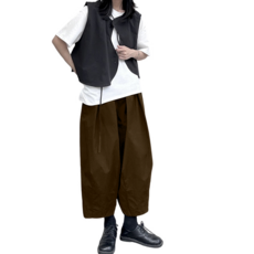 여성용 면마 와이드 하이웨스트 9부 바지 캐주얼 팬츠 뉴타임즈 Q359I427