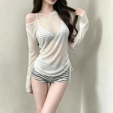比基尼泳衣三件套度假溫泉泳衣女分體三件套游泳衣顯瘦女士泳衣