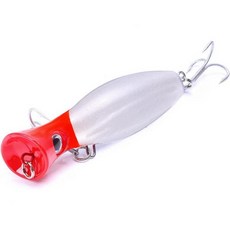 파퍼 낚시 미끼 자잘릭 탑워터 3D 눈 액세서리 소금물 표면 캐스팅 및 민물 낚시용 GT 참치 왕참치 대형 포식자 물고기 13cm 42g, white&red