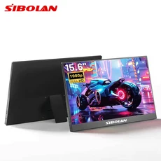 시볼란 15.6인치 휴대용 모니터 1080P 45RGB 1000:1 노트북 화면 확장기 스택형 트리플 윈도우 및 홈 오피스용, 15.6 small stand, EU 플러그