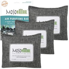 Moso Natural 자동차 공기 청정제 및 탈취제 | 오래 지속되는 대나무 냄새 흡수제 | 차량용 무독성 냄새 제거제 | 무향 공기 정화, 3팩 (리넨)