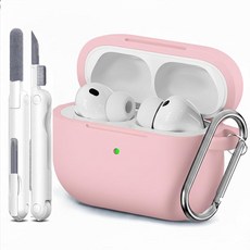 MysticHome 에어팟 프로 3 케이스용 에어팟 프로 3세대 케이스(2025)와 호환 열쇠고리가 있는 부드러운 실리콘 케이스 무선 충전 지원 클리닝 펜 1개 포함 (, D-Light Pink
