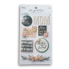 Love You Mom 저널링 스크랩북 카드 제작 예술 및 공예용 3D 스티커 - 9피스, Love You Mom 저널링, 스크랩북, 카드 제작,