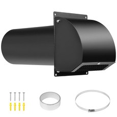 Neoaider 25.4cm(10인치) 후드 벽 통풍구 스크린 댐퍼 21.6cm(8-1/4인치) 길이 덕트 벽용 14게이지 스틸 벤트 커버 주거 주택 및 산업 시설 공, 블랙, 4 Inch
