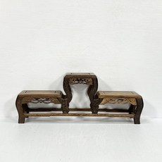 御古齋 雞翅木彎腳山形座 步步高升藝品展示架 花盆擺置底座 兩種尺寸, 1個, 小款, Brown