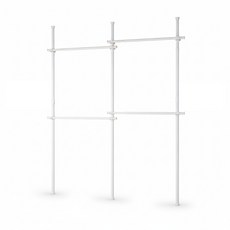 多層掛鉤立式衣架，垂直空間收納，簡約時尚設計，穩固耐用材質, 白色