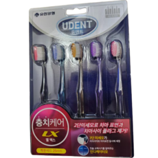 유한양행 유덴트 덴탈케어 LX 이중미세모 칫솔 5개입 국내생산 충치예방 칫솔교체 알림, 1개