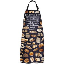 PXTIDY Bread Baking Christian Kitchen 앞치마 기독교 주방 선물 요한 6:35 성경 구절 사워도우 빵 애호가 255668