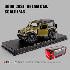 DFMEI 三開門Rross-Country合金仿真越野跑車模型兒童回力玩具小汽車, 如圖, 軍綠色-閉篷版Rubicon【底座彩盒裝】