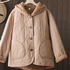 rigiu 여성 가을 겨울 오버핏 후리스 뽀글이 점퍼 털안감 퀼팅 패딩 코트 따뜻한 캐주얼 아우터 19156415 호 L3R6Q9