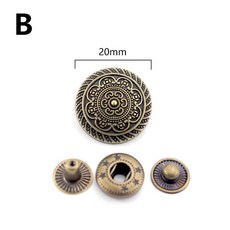 빈티지 금속 버튼 스냅 단추 프레스 스터드 바느질 버튼 가죽 공예 DIY 셔츠 의류 장식 10 세트 17mm