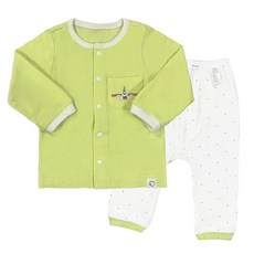 그린베베 국내생산 봄가을용 아기내복 베베 자수도트 양면내의