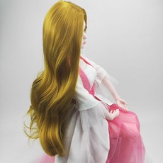 臺灣熱銷 3/1 bjd假髮夜蘿莉娃娃假髮頭套 sd球型公仔頭套高溫絲編髮加厚毛, 黃色中分捲髮, 1個