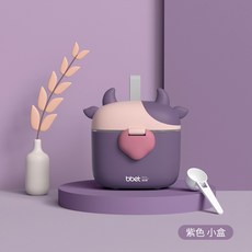 卡通小黃鴨奶粉盒 寶寶外出便攜雙重密封防潮分格奶粉豆粉咖啡罐茶葉罐, 1個, 小牛紫色（小）