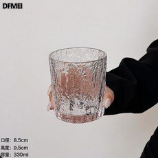 DFMEI 復古浮雕玻璃杯簡約布紋威士忌酒杯啤酒杯喝水杯咖啡杯茶杯, 1個