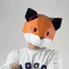 종이 동물 가면 성인 귀여운 머리띠 만들기 쥐, 귀여운 여우, 성인용, 1개