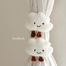 台灣有貨 窗簾綁帶一對裝固定扣卡通可愛公仔紗窗窗簾房間裝飾帶, 白色云朵2個, 1個