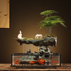 循環流水魚缸造景 客廳辦公室招財開業禮品, 水月洞天(禪思賢士)