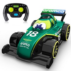 AEROQUEST Aston Martin Aramco F1 리모컨 경주용 자동차 장난감 만 2-4세용 포뮬러 1 수집용 유아 팬 남아 및 여아용 생일 선물 아이디어, 초록색