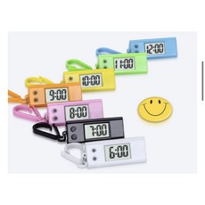 무소음 미니 탁상 시계 키링 가방 고리 소형 전자시계, 블랙, 1개