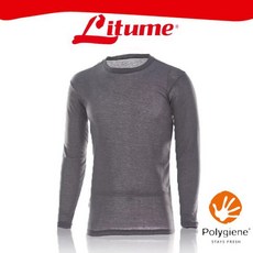 Litume 意都美 男 圓領 刷絨 彈性保暖衣