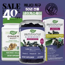 네이쳐스웨이 50년전통 영양제 브랜드 삼부커스 생강뿌리 에키네시아 비타민C 100%정품 캐나다 직구, 1.유기농 삼부커스 엘더베리 240ml x 1병, 1개