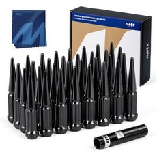 오리온 모터 테크 14x1.5 러그 너트 블랙 32개 세트 M14x1.5 스파이크 휠 액세서리 쉐보레 실버라도 2500HD 3500HD GMC 시에라 유콘 다우지 램 2500, 32Pcs Spline Tuner, Black
