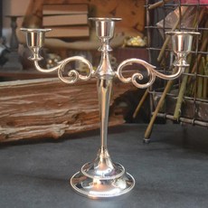 三頭蠟臺 歐式仿青銅燭臺 餐廳居家酒店裝飾品, 亮銀色