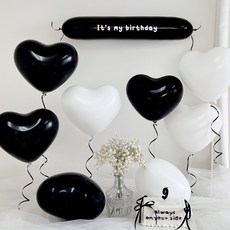 파티아일랜드 하트 퓨어 문구 파티 세트 생일 풍선 패키지 기념일 브라이덜샤워, 1세트, 블랙