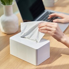 HK sell 스프링톡 마그네틱 부착 무타공 티슈 케이스, 1개, 화이트 소형